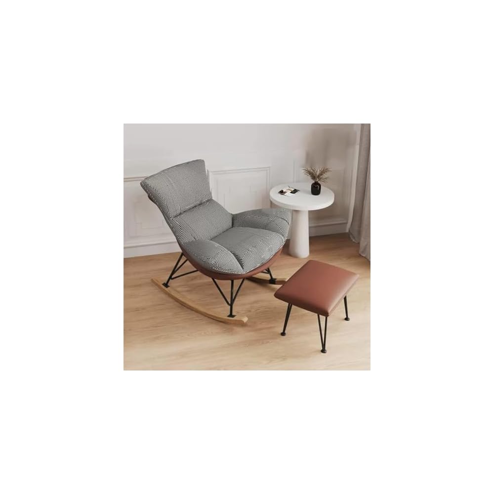 Living Room Sofa Rocking Chair Recliner,Leisure Rocking Chair, Soft Rocking Chair with Footstool,Comfy Upholstered Rocking Chair,Glider Rocker(Orange)