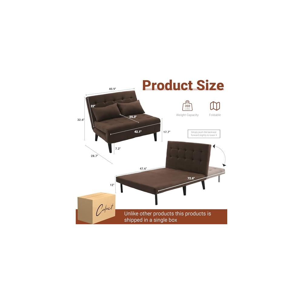 Oversized Foldable Sofa Bed with 7-in-1, Linen Fabric Couch, Ideal for Compact Living Rooms, Apartments, Guest Rooms or Offices, Brown