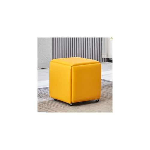 5 in 1 Leather Seating Cube with Swivel Casters Stackable Nesting Stool for Living Room Bedroom