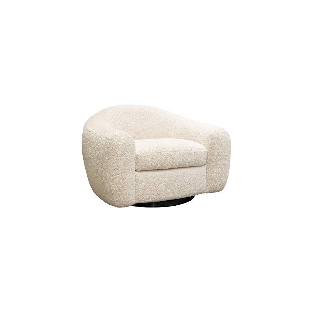Diamond Sofa Pascal Swivel Chair in Bone Boucle Textured Fabric PASCALCHBO