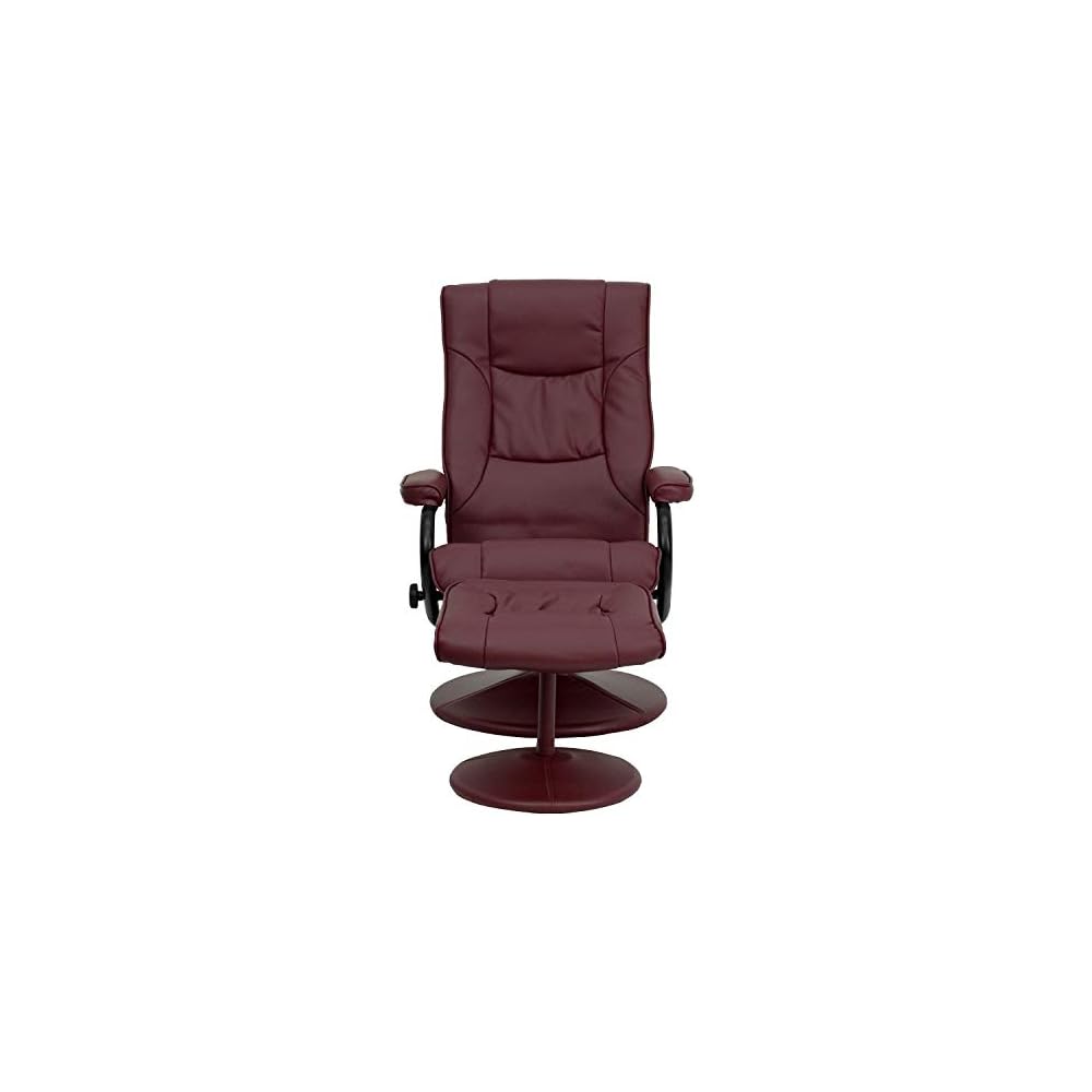 Flash Furniture Rachel Contemporary Multi-Position Recliner and Ottoman with Wrapped Base in Brown LeatherSoft