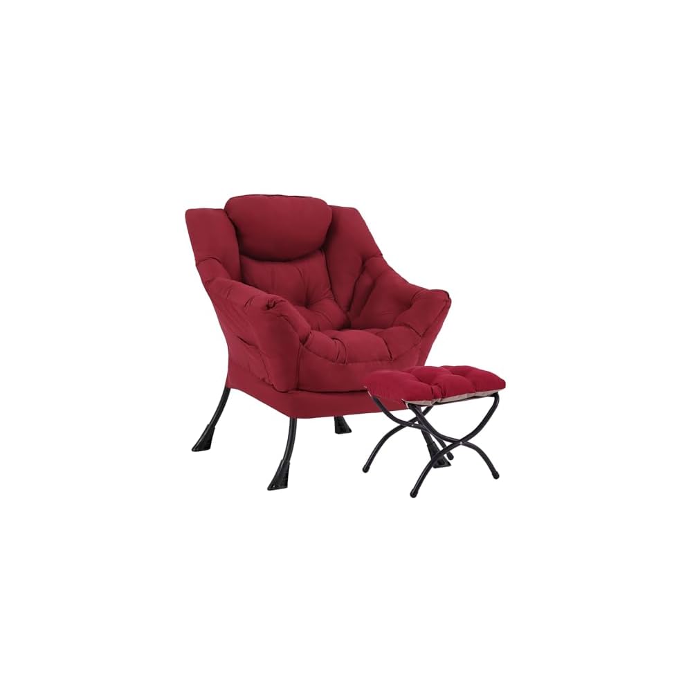 Lazy Chair, Comfy Reading Accent Chair for Bedroom, Beige