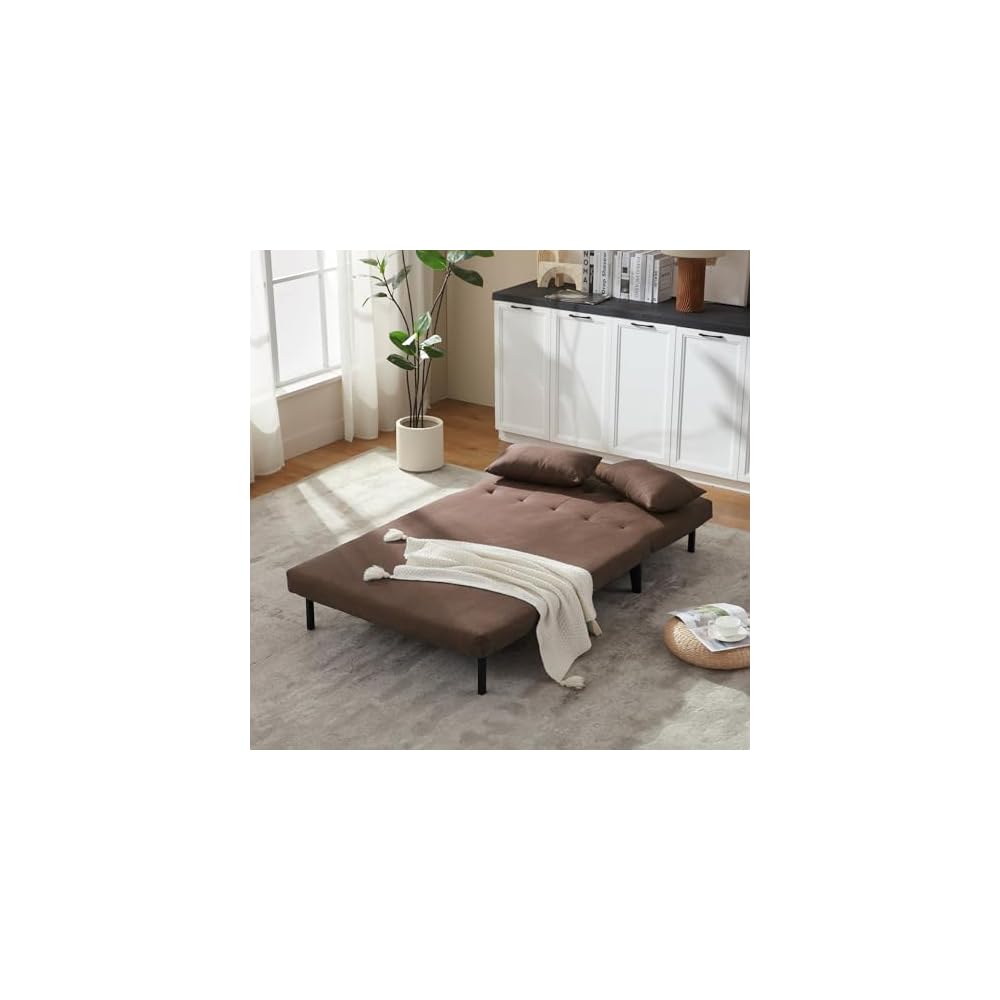 Oversized Foldable Sofa Bed with 7-in-1, Linen Fabric Couch, Ideal for Compact Living Rooms, Apartments, Guest Rooms or Offices, Brown