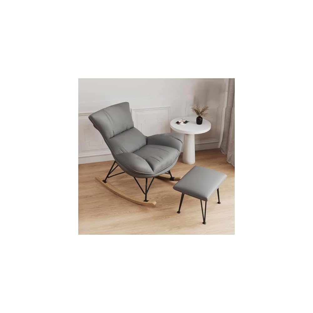 Living Room Sofa Rocking Chair Recliner,Leisure Rocking Chair, Soft Rocking Chair with Footstool,Comfy Upholstered Rocking Chair,Glider Rocker(Orange)