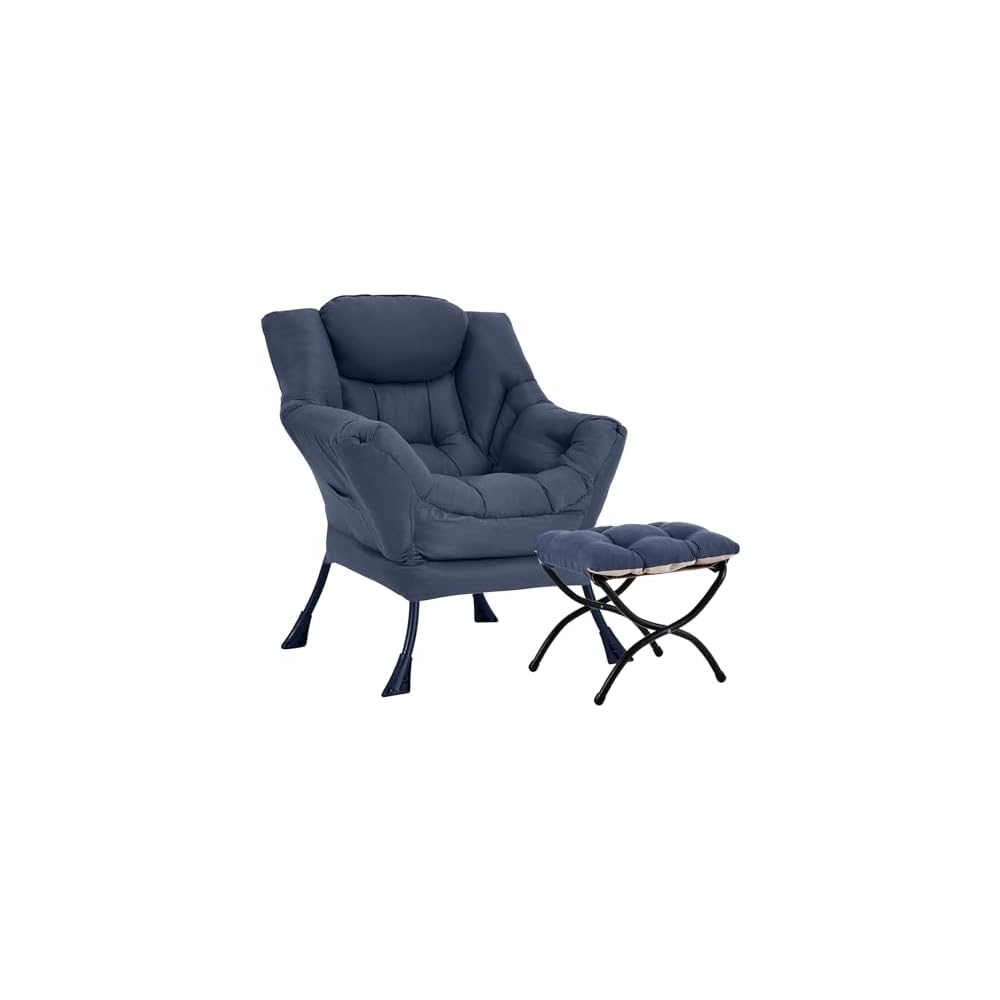 Lazy Chair, Comfy Reading Accent Chair for Bedroom, Beige