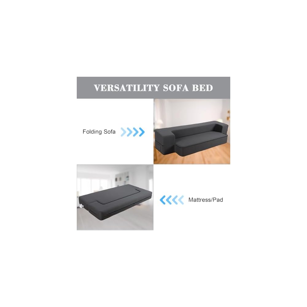 8 Inch Folding Sofa Bed Couch, Memory Foam Convertible Futon Sleeper Chair