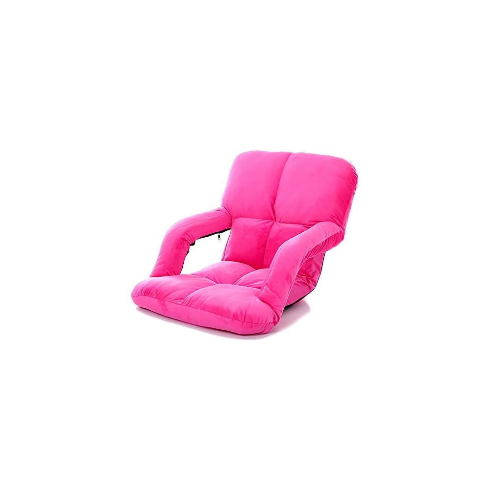 Floor Recliner Adjustable Angle Folding Lazy Sofa Adjustable Floor Game Recliner Bed Recliner with Armrest Home and Office Recliner (Rose Red)