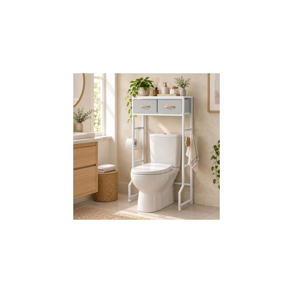 ETELI Over The Toilet Storage Cabinet with 2 Drawers Over The Toilet Shelf