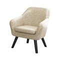 Leather Mid-Century Accent Chair Single Sofa Comfy Chairs Leisure Chair with Armrests and Wood Legs,Guest Reception Chair for Office,Side Armchairs(Khaki)