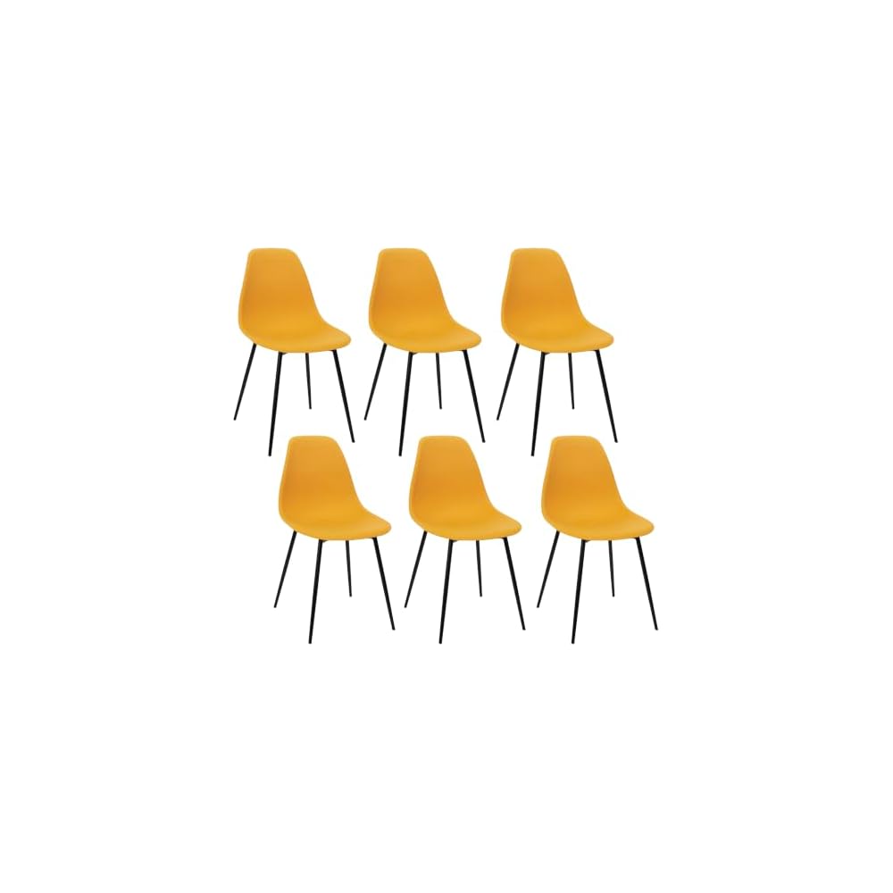 HOME DECO FACTORY, HD0398 Set of 6 Yellow Gustav Chairs Les P'Tits Prix Furniture Seat Table Chair Chair 50.7 x 84.8 x 45.5 cm Seat Height 45 cm Yellow Black