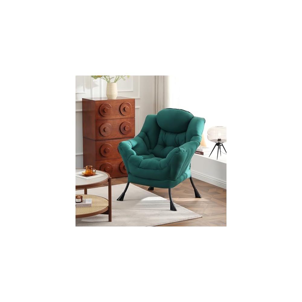Lazy Chair, Comfy Reading Accent Chair for Bedroom, Beige