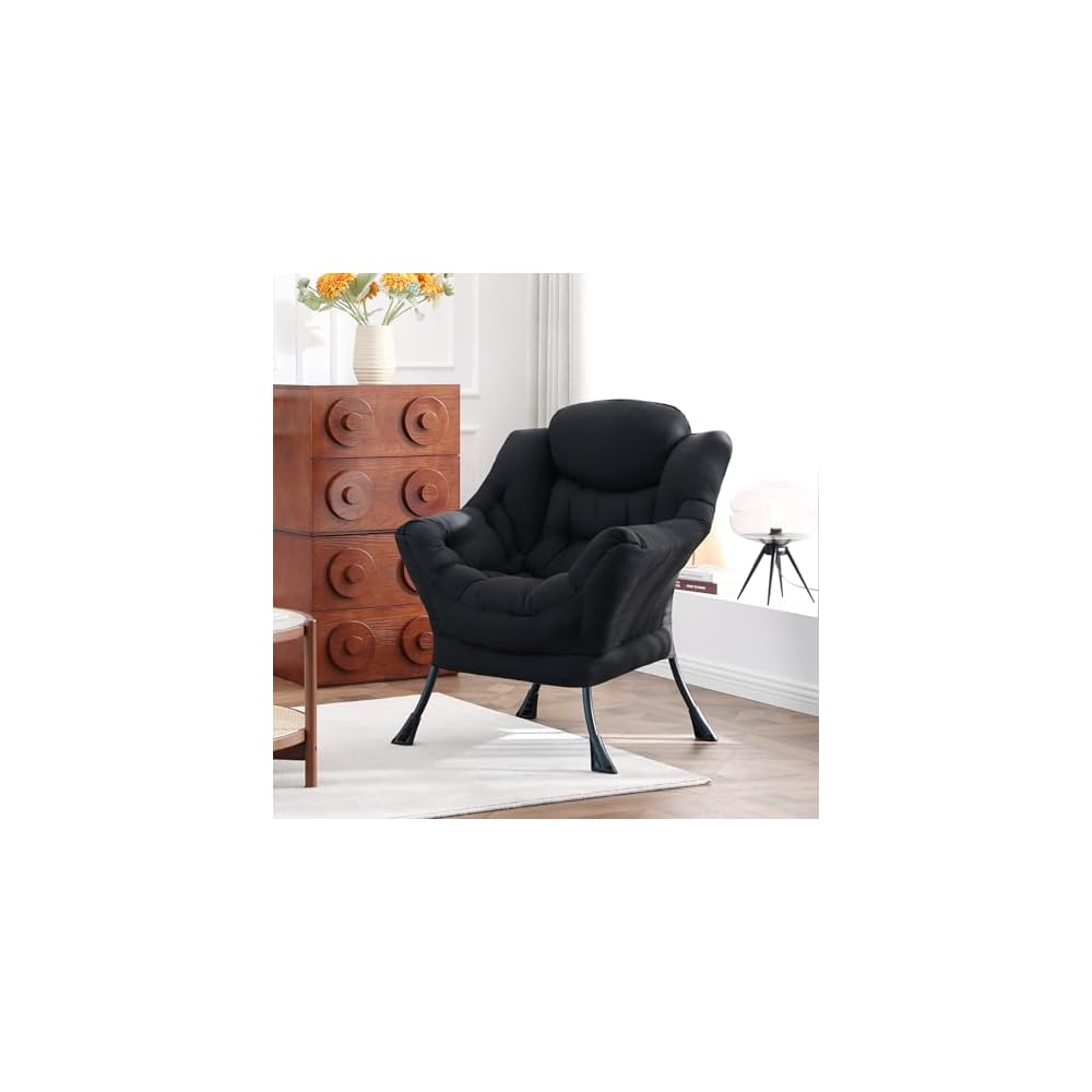 Lazy Chair, Comfy Reading Accent Chair for Bedroom, Beige