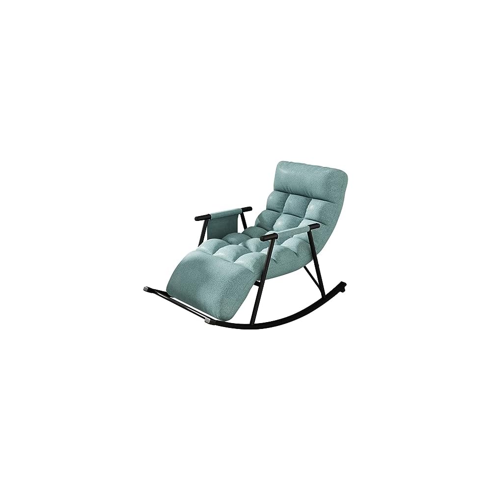 Leisure Sofa Rocking Chair Recliner Armchair Soft Upholstered Lazy Chair Glider for Balcony Poolside Backyard,Rocker Accent Chair with Ottoman for Living Room (Color : Dark Gray)