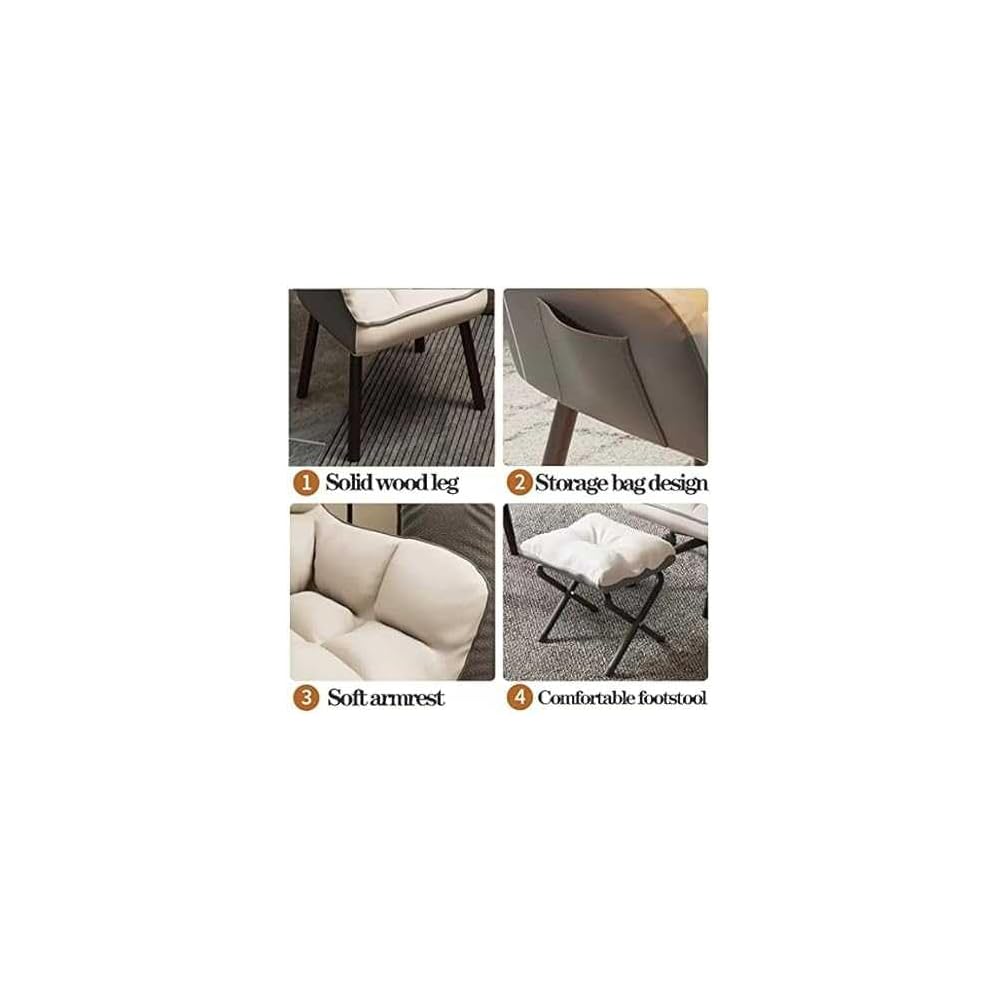 Velvet Accent Chair with Ottoman – Slish Solid Wood Legs – Ideal for Living Room & Bedroom – Comfort & Fur Piece