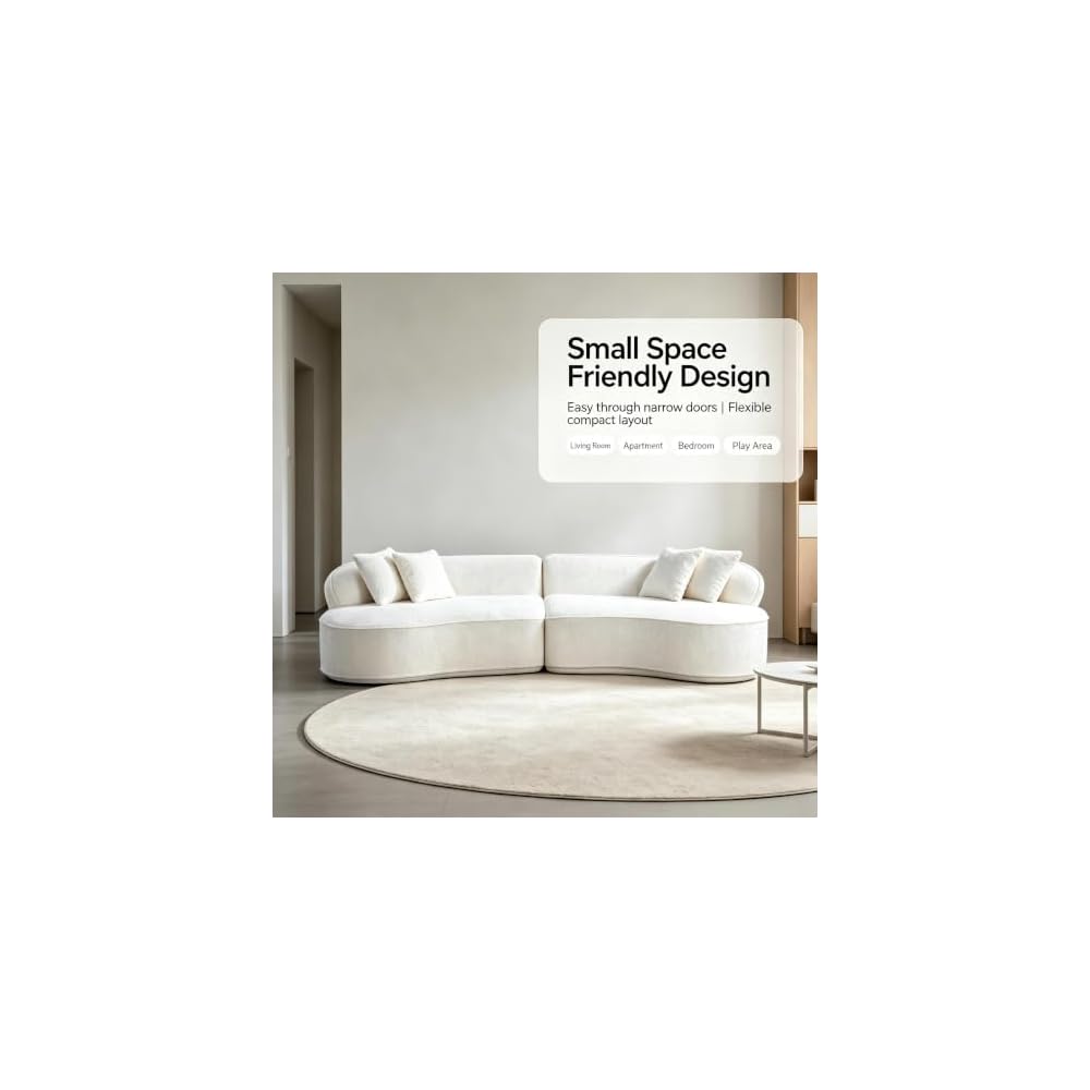 Modern Curved L-Shape Luxury Sectional Oversized Sofa，White