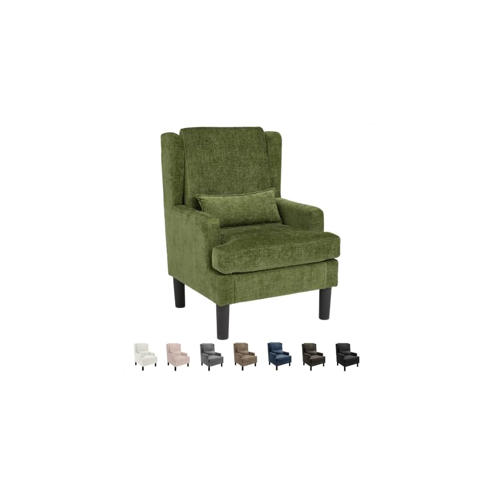 Garvee Wingback Accent Chair, Mid-Century Modern Chenille Reading Chair