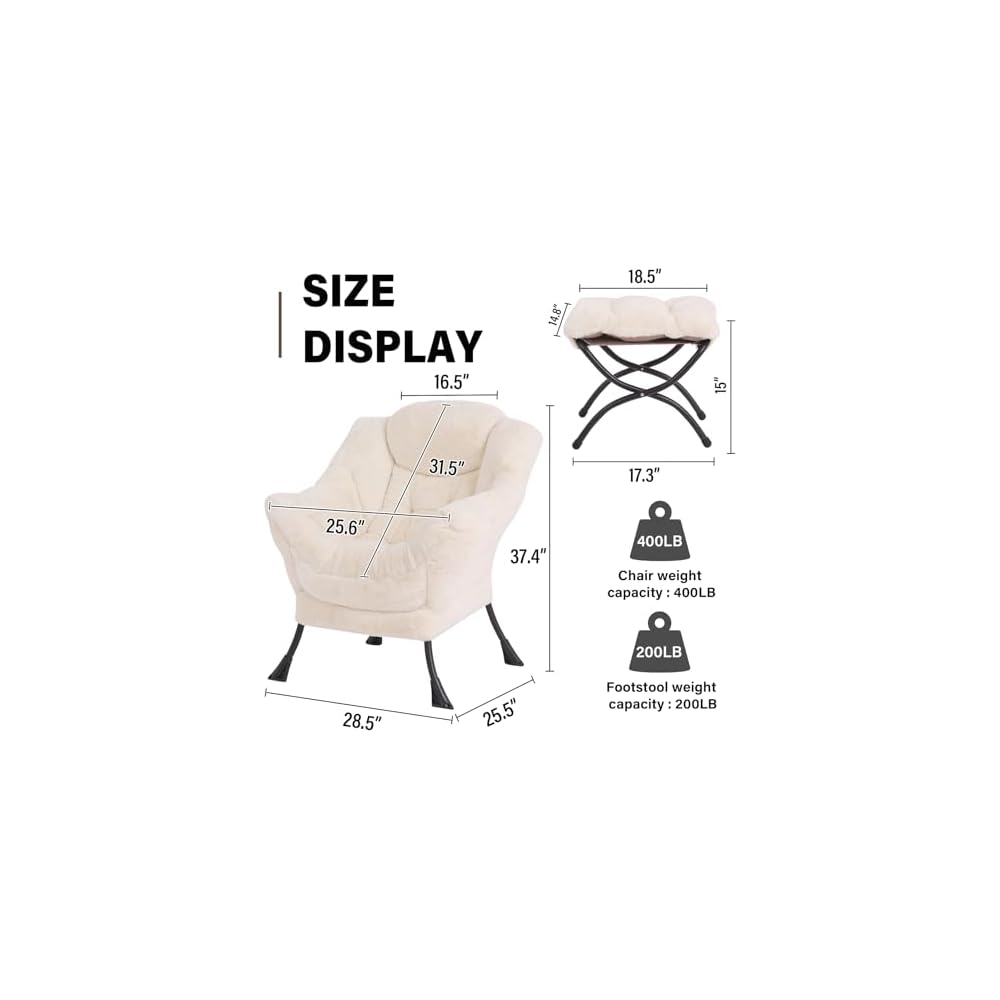 Modern Lazy Chair with Ottoman Lounge Accent Reading Chair for Living Room