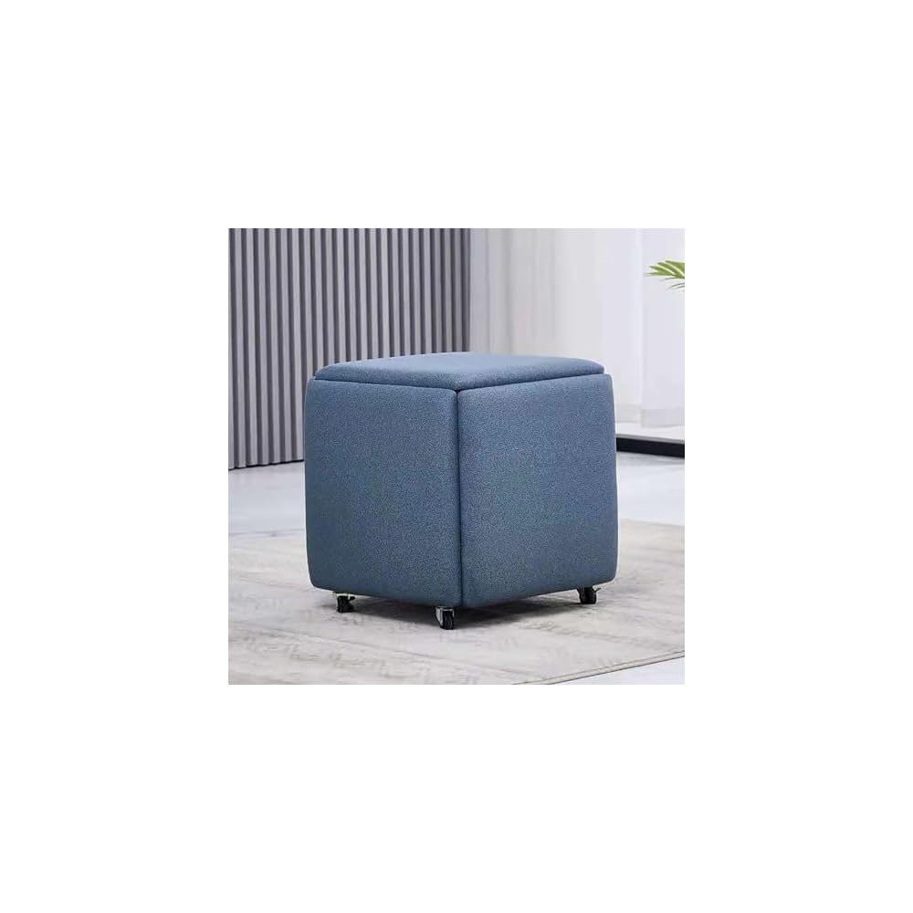 5 in 1 Leather Seating Cube with Swivel Casters Stackable Nesting Stool for Living Room Bedroom
