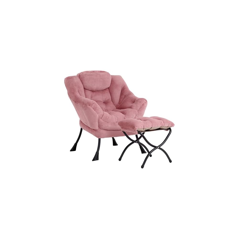 Modern Lazy Chair with Ottoman Lounge Accent Reading Chair for Living Room