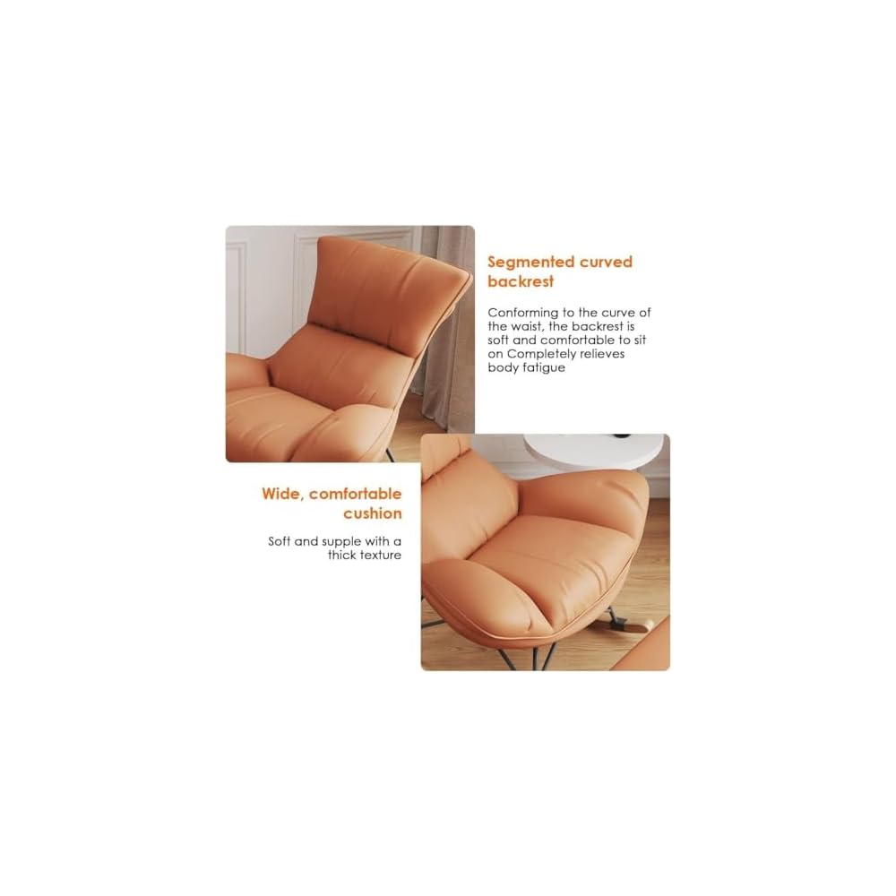 Living Room Sofa Rocking Chair Recliner,Leisure Rocking Chair, Soft Rocking Chair with Footstool,Comfy Upholstered Rocking Chair,Glider Rocker(Orange)