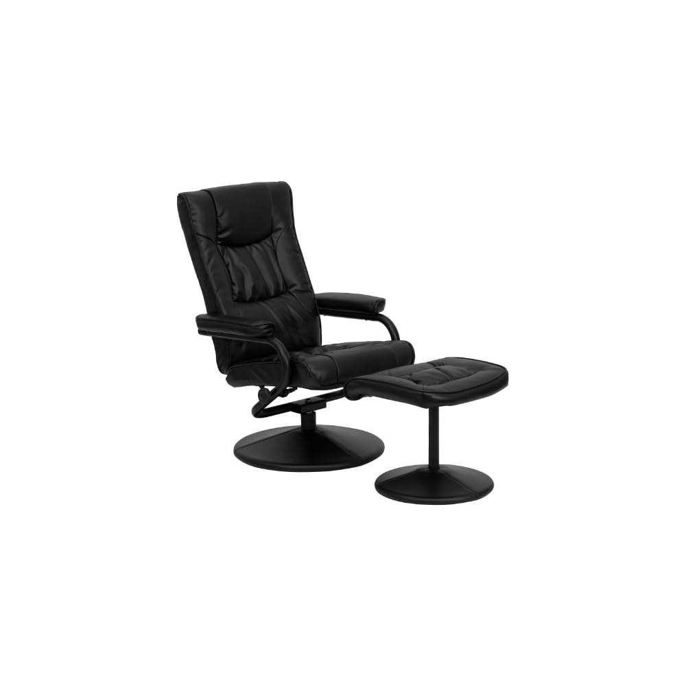 Flash Furniture Rachel Contemporary Multi-Position Recliner and Ottoman with Wrapped Base in Brown LeatherSoft