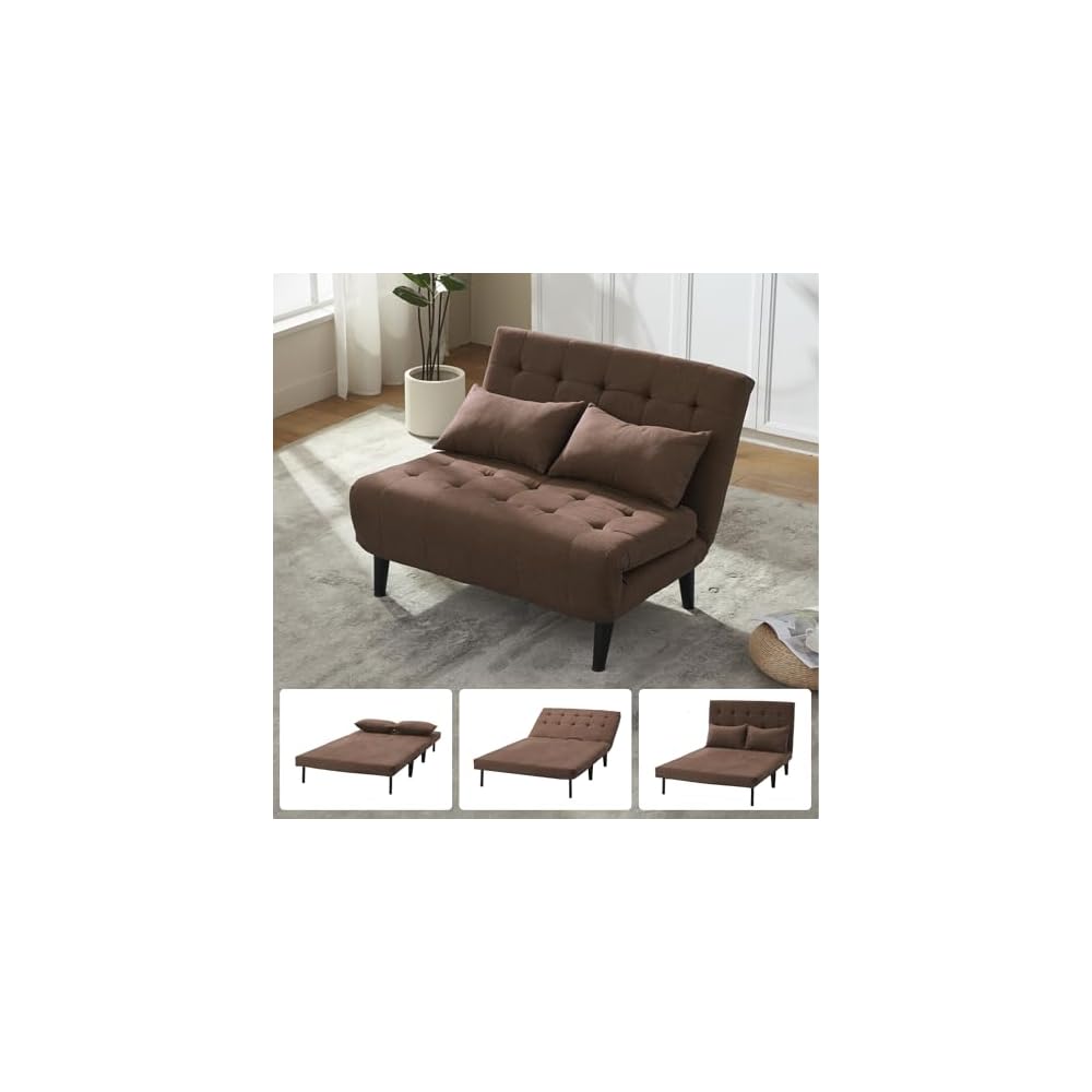 Oversized Foldable Sofa Bed with 7-in-1, Linen Fabric Couch, Ideal for Compact Living Rooms, Apartments, Guest Rooms or Offices, Brown