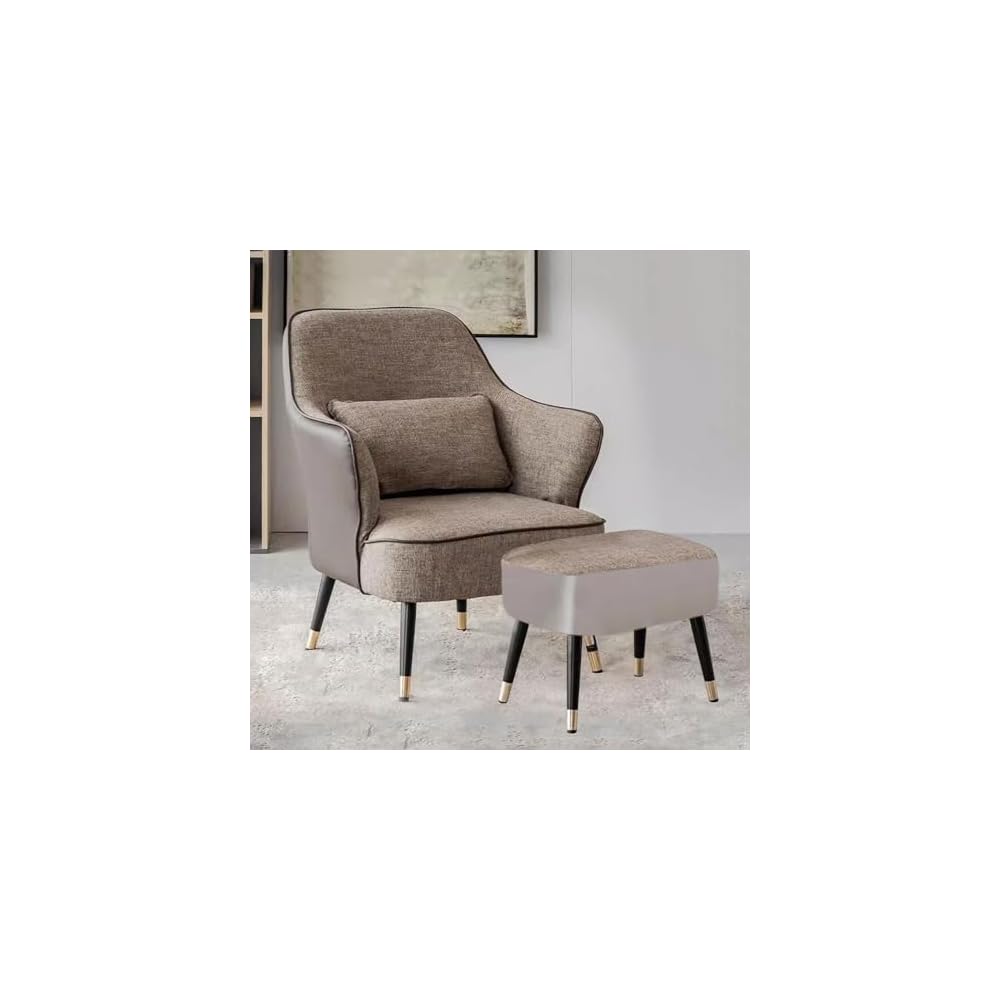 Modern Armchair with Waist Pillow,Adult Lazy Sofa Chair Ergonomic Backrest,Upholstered Leisure Chair for Living Room Office,Relax Side Chair Guest Chair (Color : Brown 2, Size : Without)