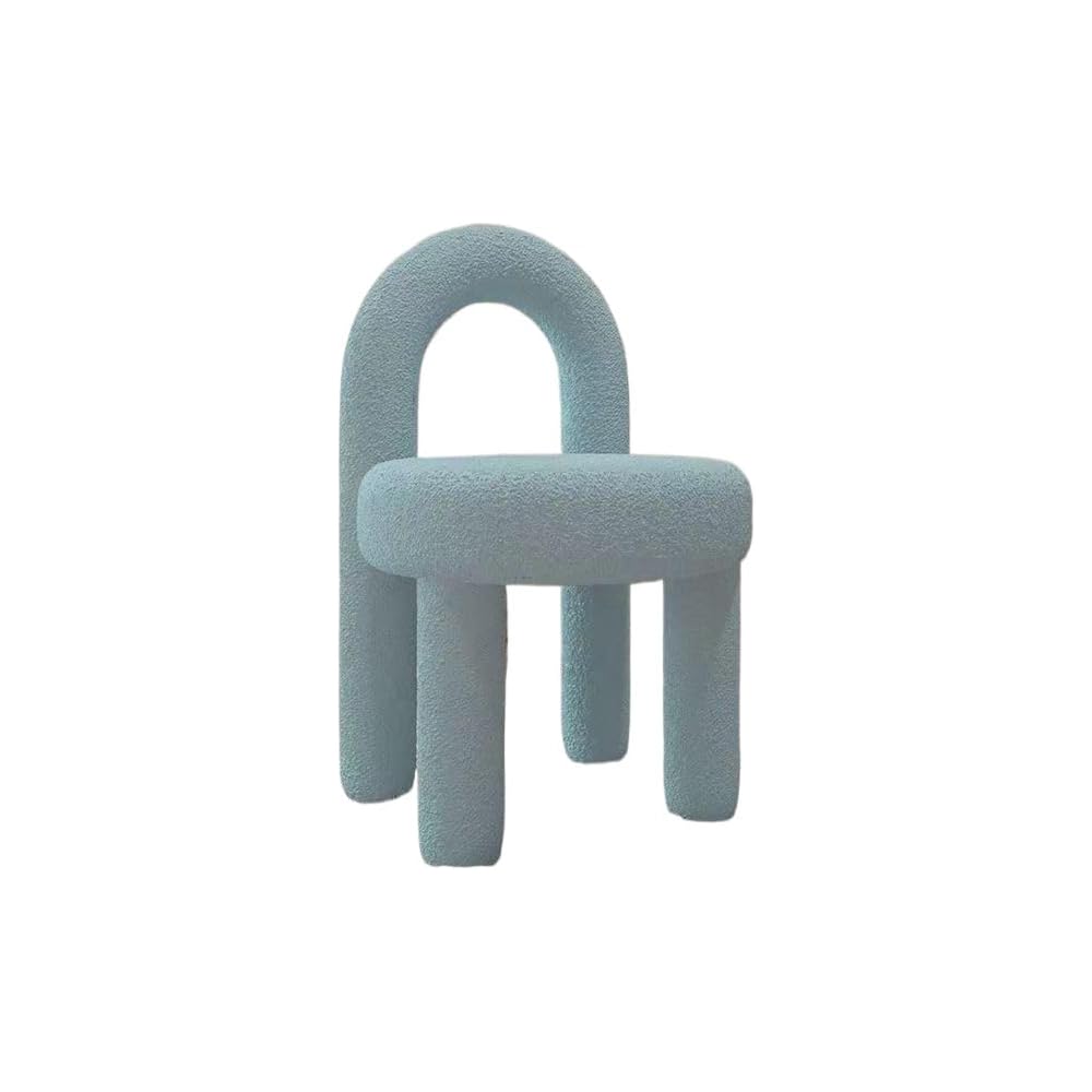Elegant Arched Vanity Chair with Artificial Lamb Wool and High-Density Sponge for Comfort (Grey)