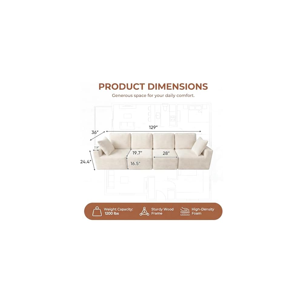 Homall Sectional Boneless Couches for Living Room
