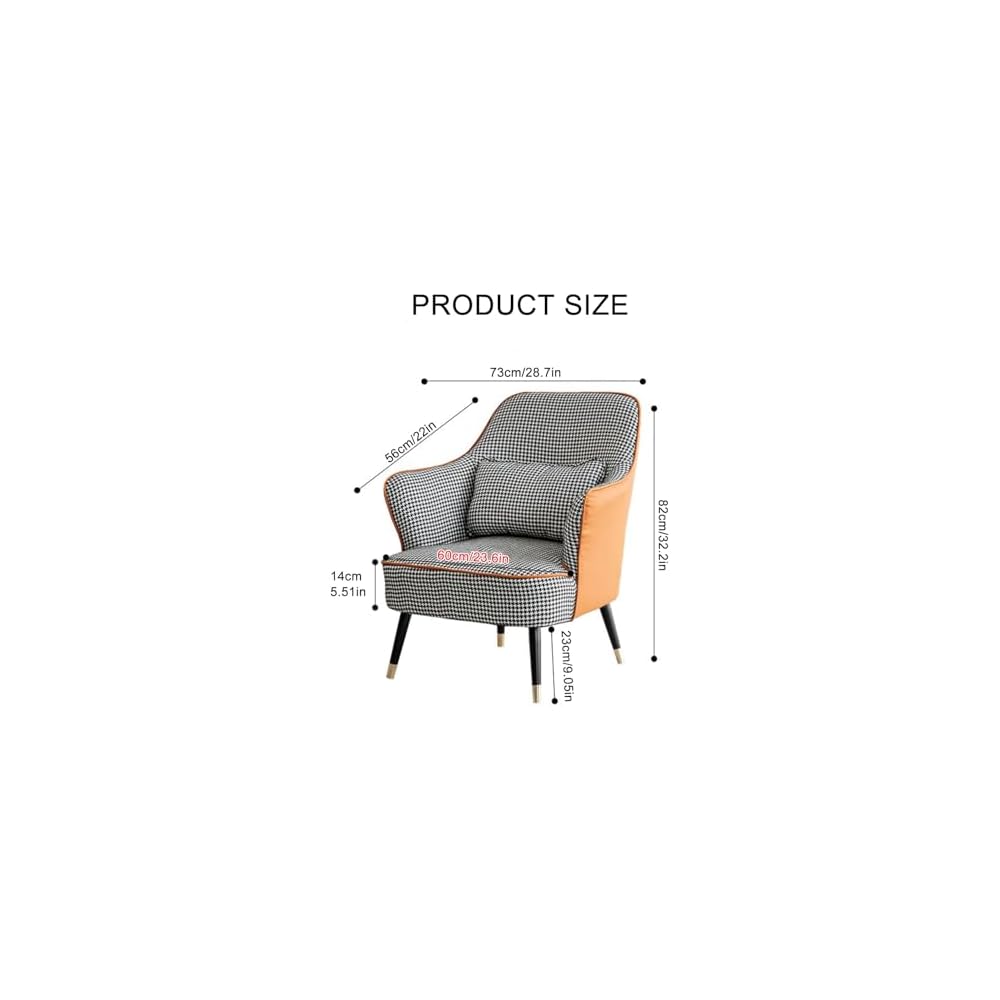 Modern Armchair with Waist Pillow,Adult Lazy Sofa Chair Ergonomic Backrest,Upholstered Leisure Chair for Living Room Office,Relax Side Chair Guest Chair (Color : Brown 2, Size : Without)