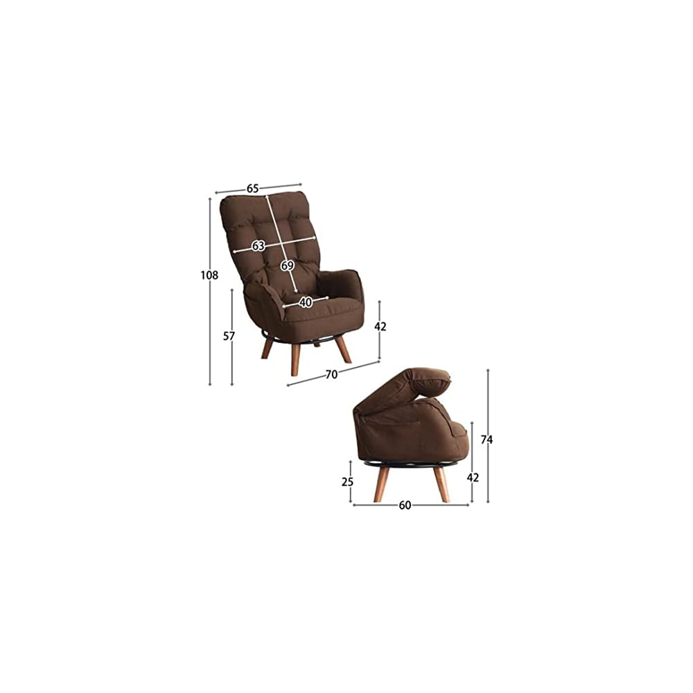 Sofa Low Swivel Chair Contemporary Swivel Arm Chair Home Living Room Furniture Reclining Folding Armchair (Color : Brown with Stool, Size : 108x70x60cm) (Brown with Stool 108x70x60cm)