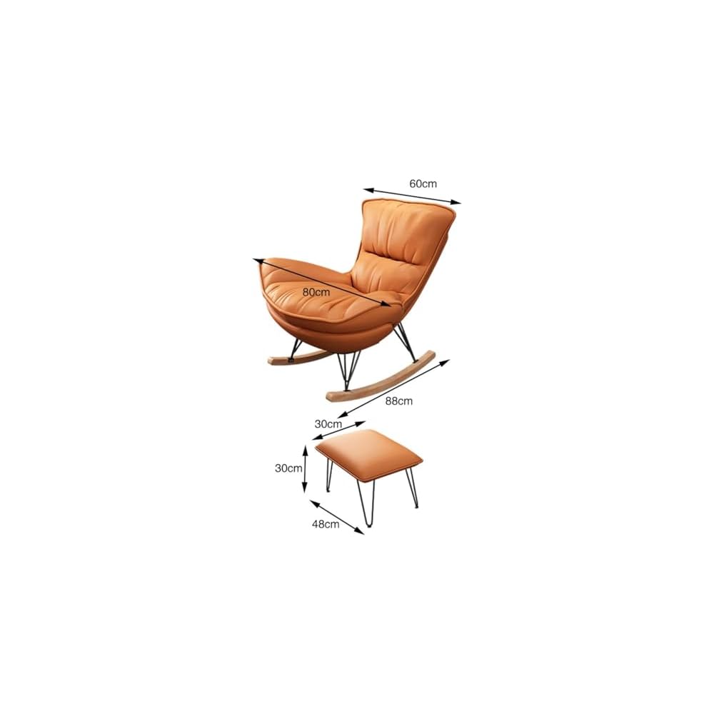Nordic Reclining Chair, Relaxing Chair, Home use, Lightweight, high-end Rocking Chair, Detachable Design, Stable Load-Bearing, Hollow Cotton Filling, Soft and Comfortable (Yellow) (Khaki)
