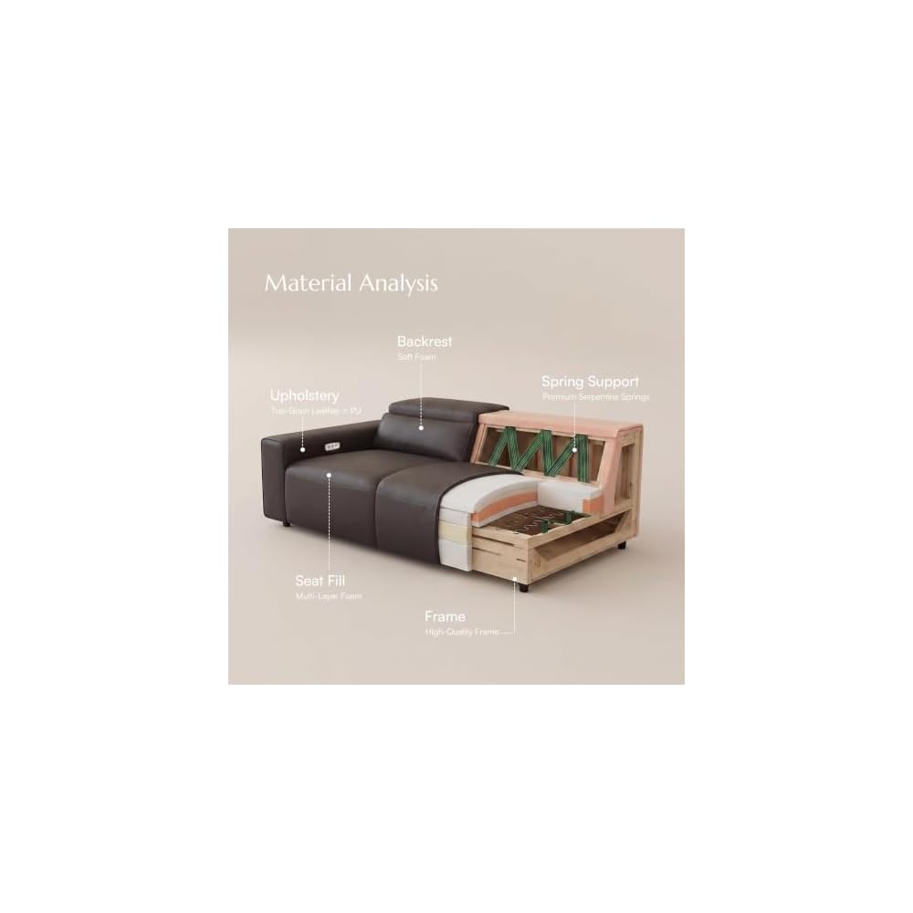 POVISON Benjamin 77'' Faux Leather Reclining Sofa, 2 Seater, Black