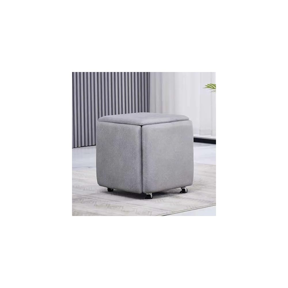 5 in 1 Leather Seating Cube with Swivel Casters Stackable Nesting Stool for Living Room Bedroom