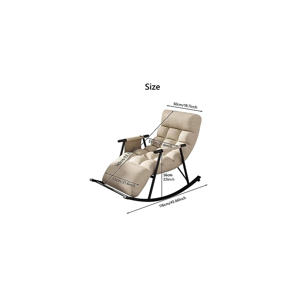 Leisure Sofa Rocking Chair Recliner Armchair Soft Upholstered Lazy Chair Glider for Balcony Poolside Backyard,Rocker Accent Chair with Ottoman for Living Room (Color : Dark Gray)