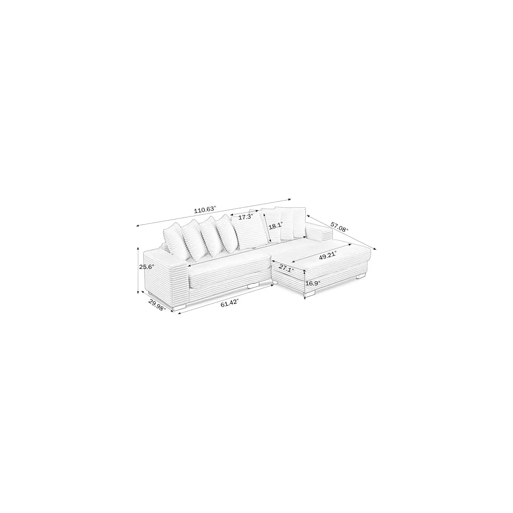 ECLYL, Comfortable Compression L-Shaped Modular Combination Sofa, Compression Combination, Modern Minimalist Corduroy Sofa, Suitable for Living Room and Bedroom (Black2)