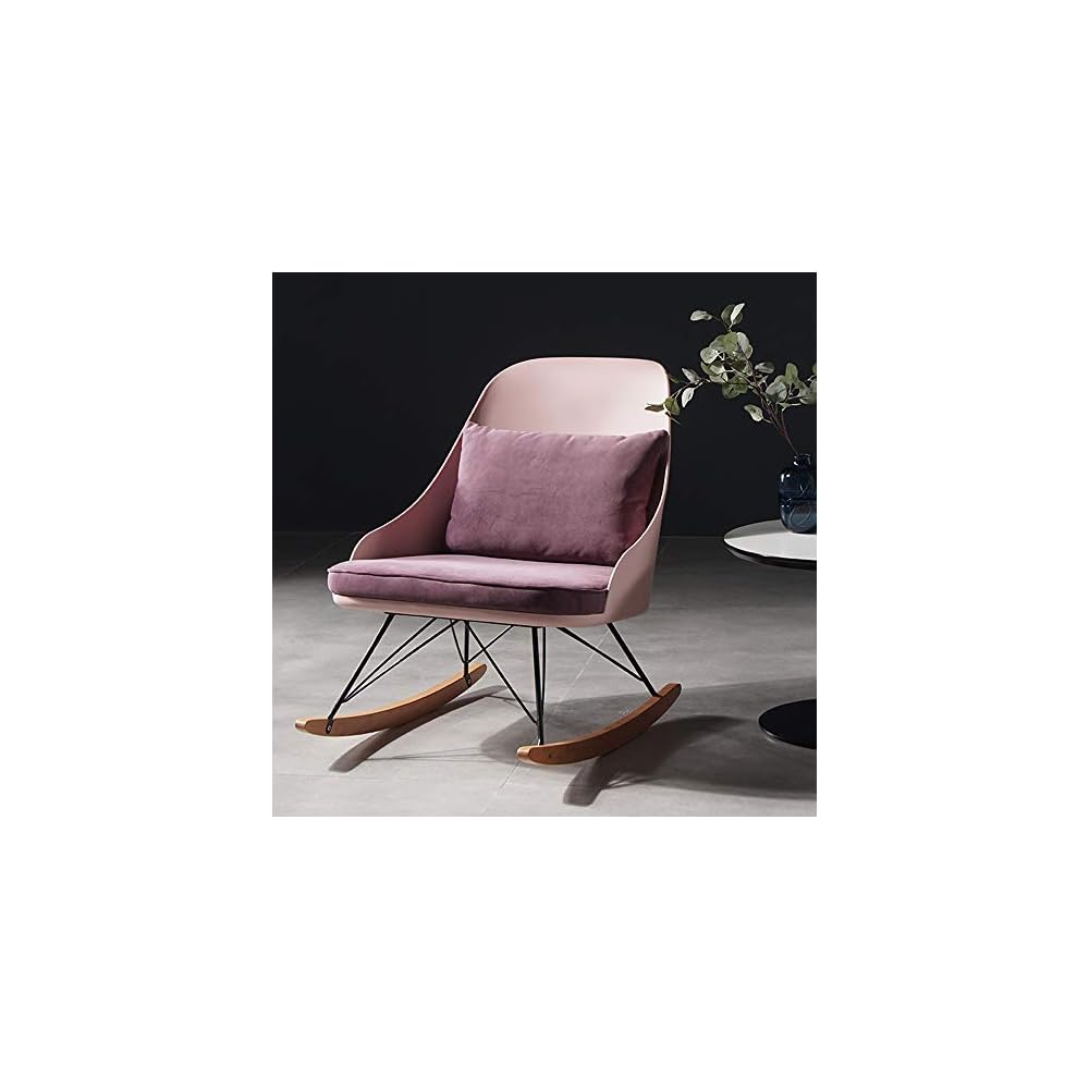Solid Wood Rocking Chair Smooth Rocking Motion Velvet Solid Wood Removable Wash Cushion Relax Lounge Chair Suitable for Terrace Living Room
