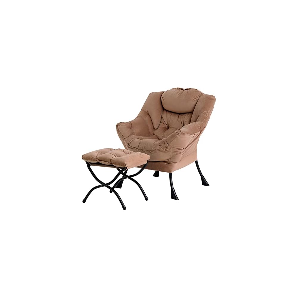Lazy Chair, Comfy Reading Accent Chair for Bedroom, Beige