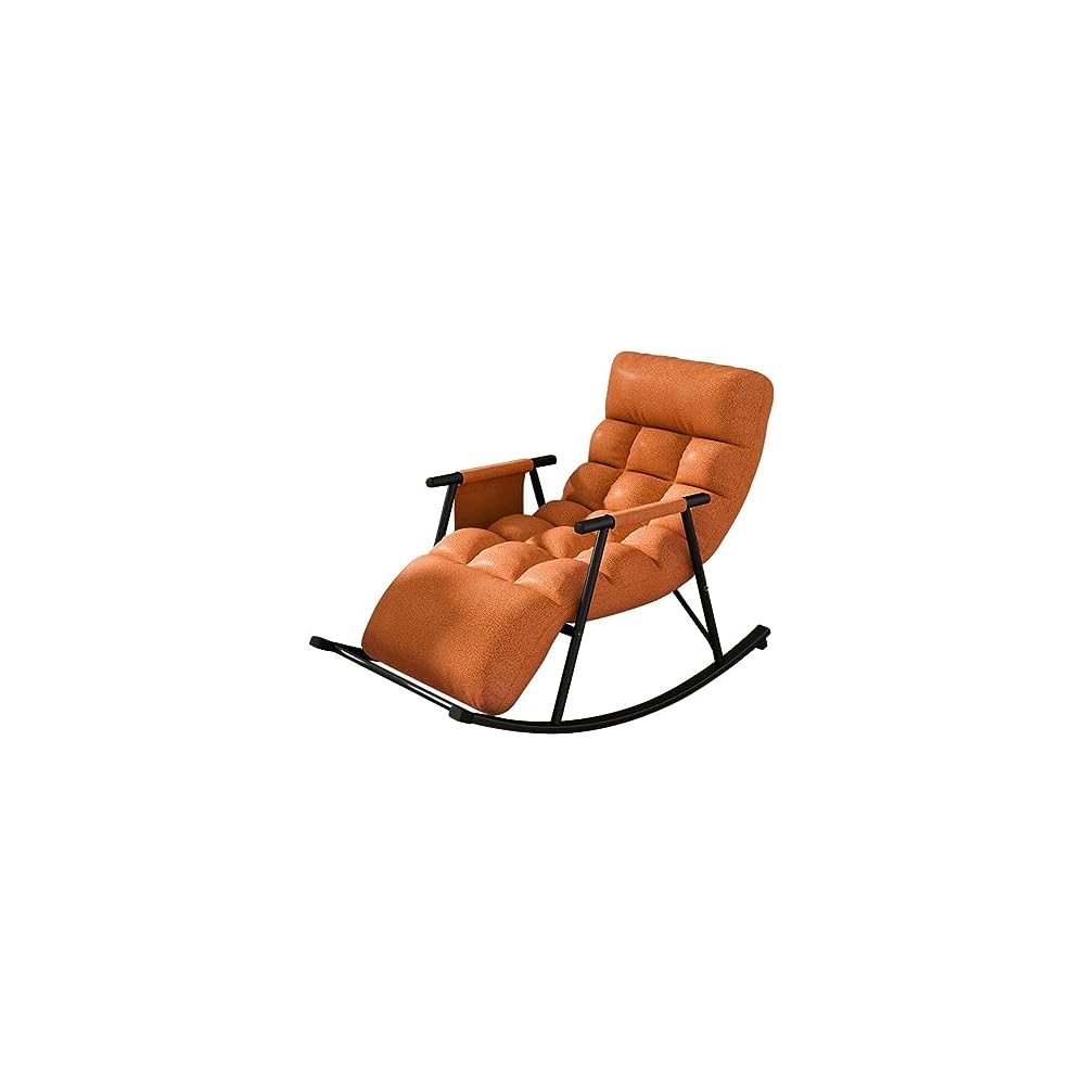 Leisure Sofa Rocking Chair Recliner Armchair Soft Upholstered Lazy Chair Glider for Balcony Poolside Backyard,Rocker Accent Chair with Ottoman for Living Room (Color : Dark Gray)