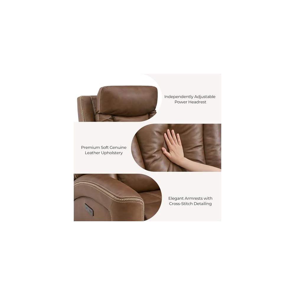 CHITA Genuine Leather Super Zero Gravity Power Recliner Chair, Cafe Brown