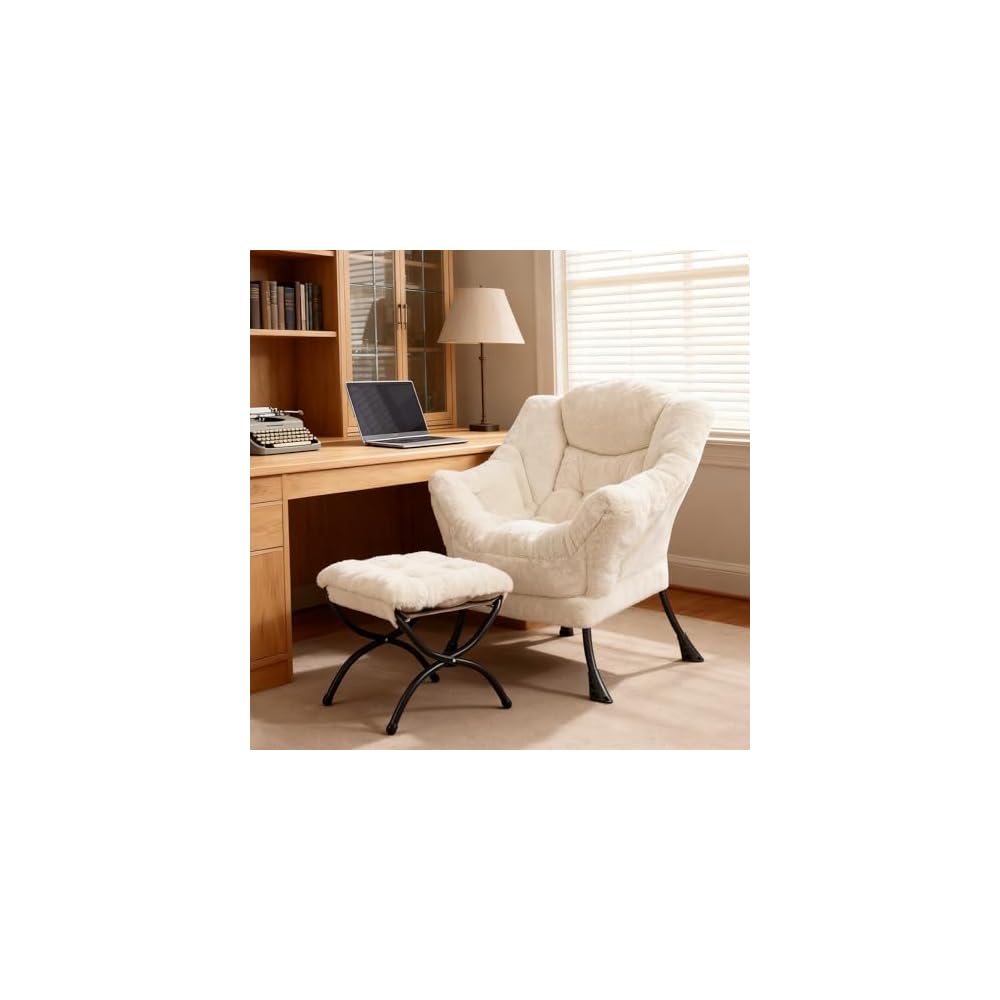 Modern Lazy Chair with Ottoman Lounge Accent Reading Chair for Living Room
