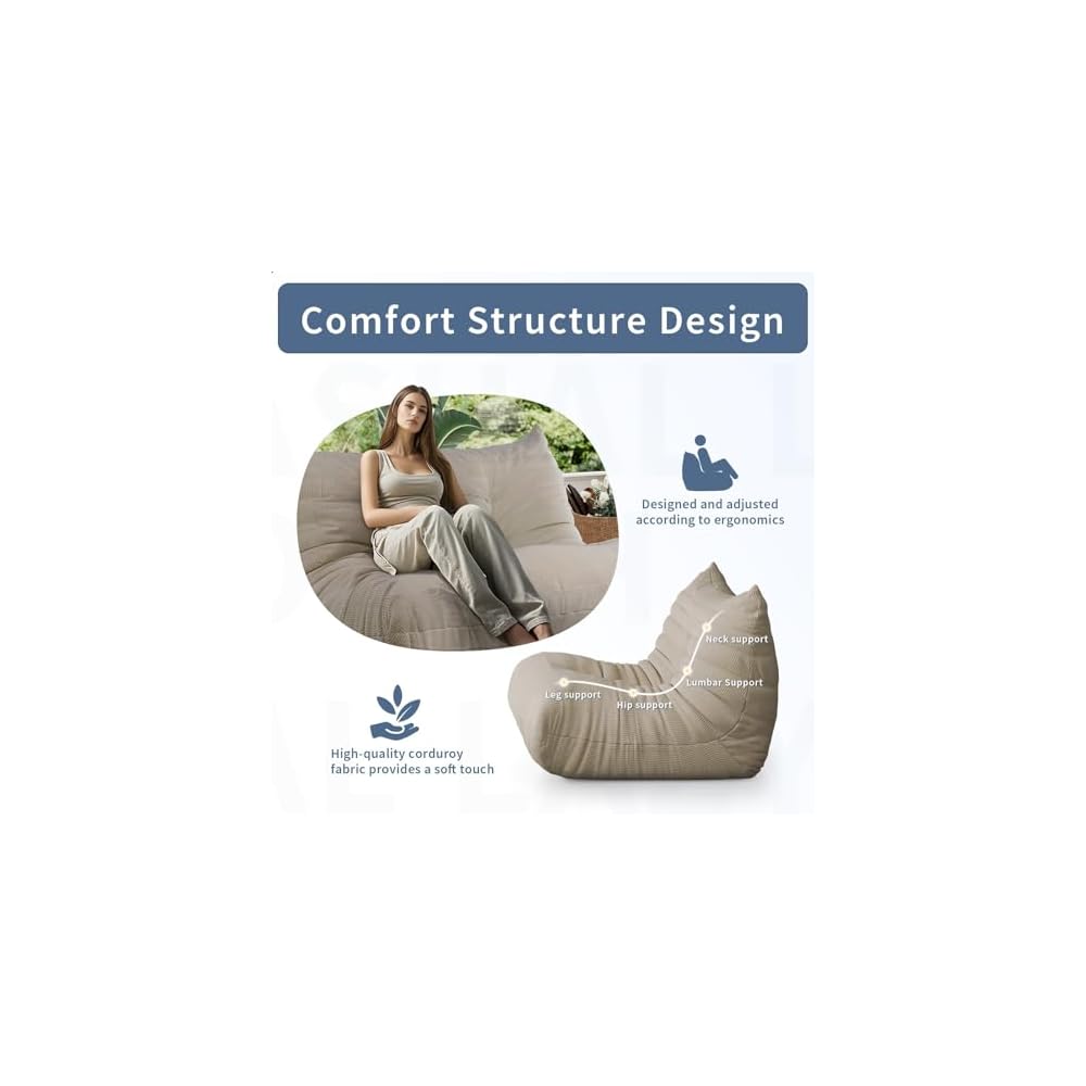 Lazy Floor Sofa,Soft Corduroy One Seat Sofa,Minimalist Couches,Corner Relax Sofa Couch for Living Room Apartment Home Bedroom Office Floor Lounge(Corner Seat,Light Gray)