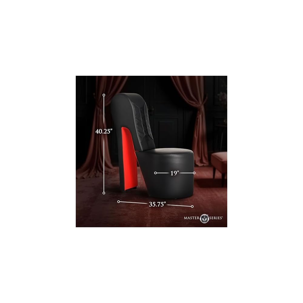 Master Series Red and Black Stiletto Throne Chair, Vegan Leather Decorative Seat - Comfortable and Sturdy, 1 Piece