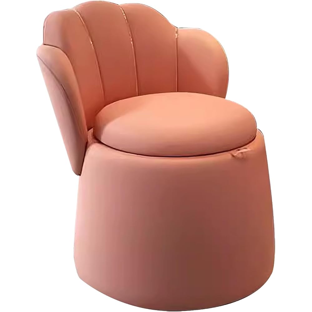 Modern Pink Makeup Chair with Storage Round Sofa Armchair for Bedroom & Living Room Stylish Accent Stool Trendy Club and Home Decoration Seat