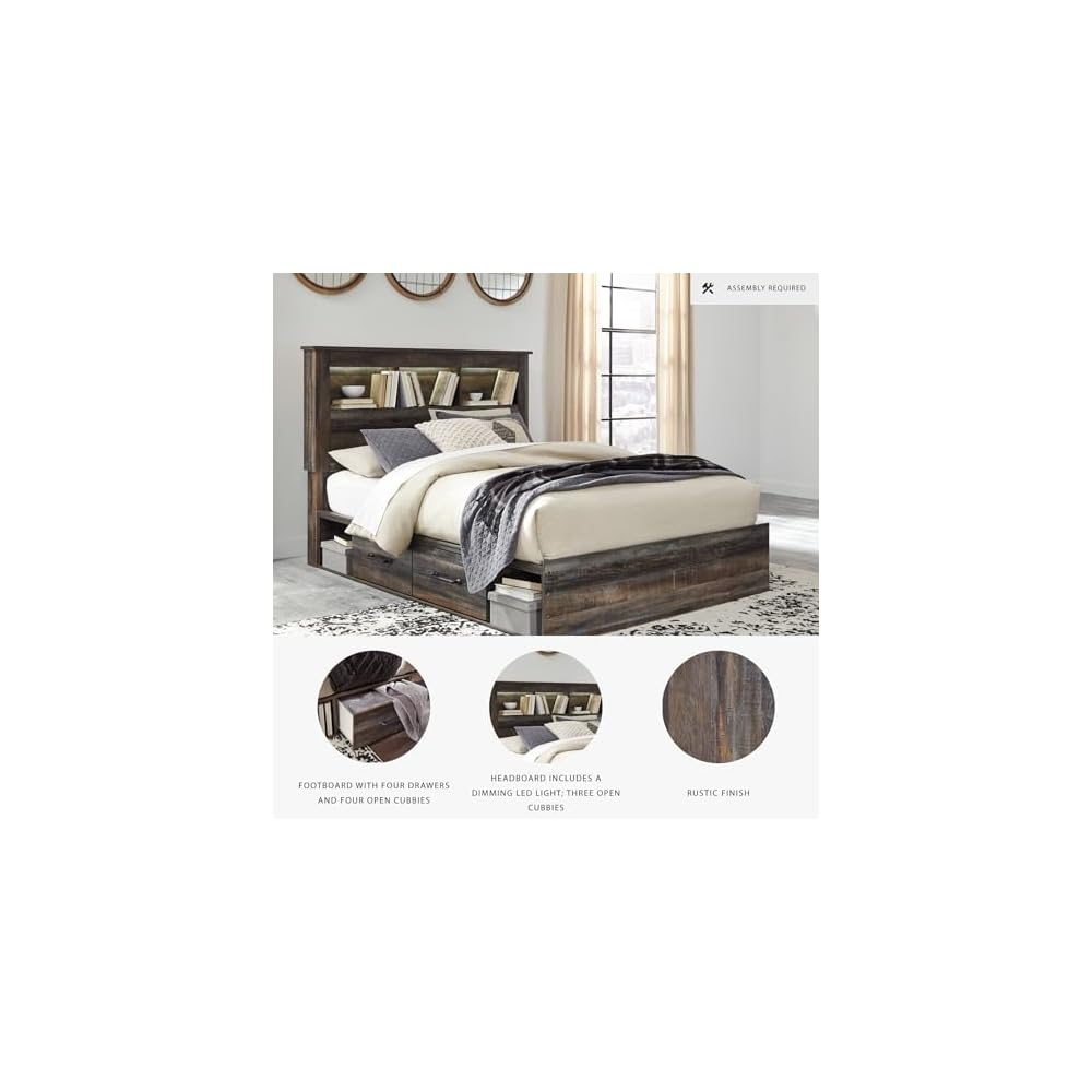 Signature Design by Ashley Queen Bookcase Bed with 4 Storage Drawers
