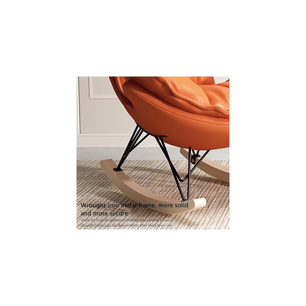 Sofa Rocking Chair Tech Cloth Armchair with Ottoman Mid Century Rocker Recliner,Upholstered Comfy Rocking Chair for Bedroom Living Room(E)