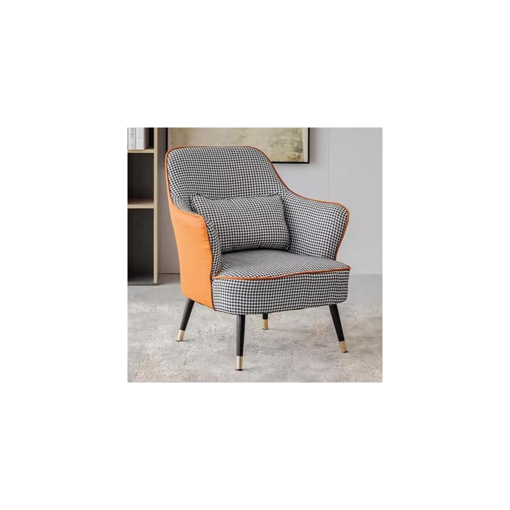Modern Armchair with Waist Pillow,Adult Lazy Sofa Chair Ergonomic Backrest,Upholstered Leisure Chair for Living Room Office,Relax Side Chair Guest Chair (Color : Brown 2, Size : Without)