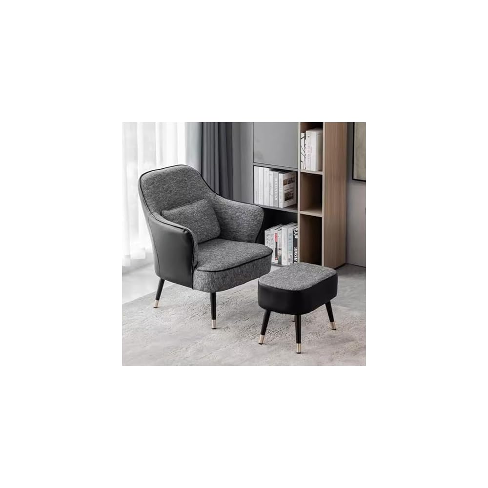 Modern Armchair with Waist Pillow,Adult Lazy Sofa Chair Ergonomic Backrest,Upholstered Leisure Chair for Living Room Office,Relax Side Chair Guest Chair (Color : Brown 2, Size : Without)