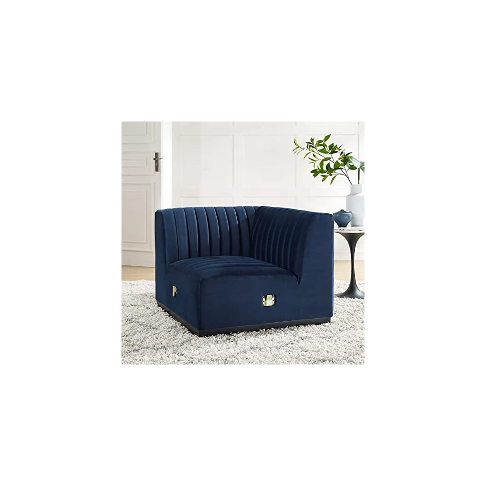 Modway EEI-5500-BLK-GRY Conjure Channel Tufted Performance Velvet Ottoman, Black Gray