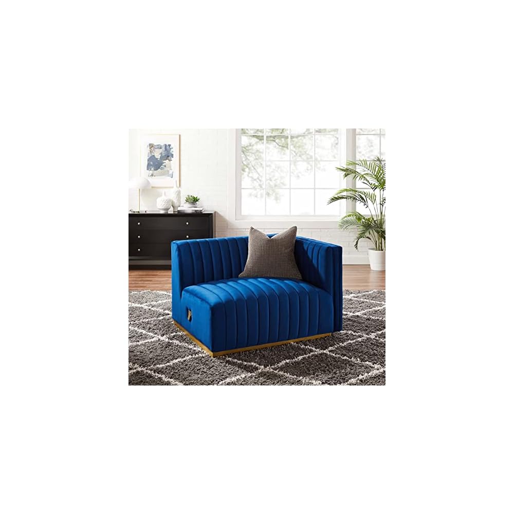 Modway EEI-5500-BLK-GRY Conjure Channel Tufted Performance Velvet Ottoman, Black Gray